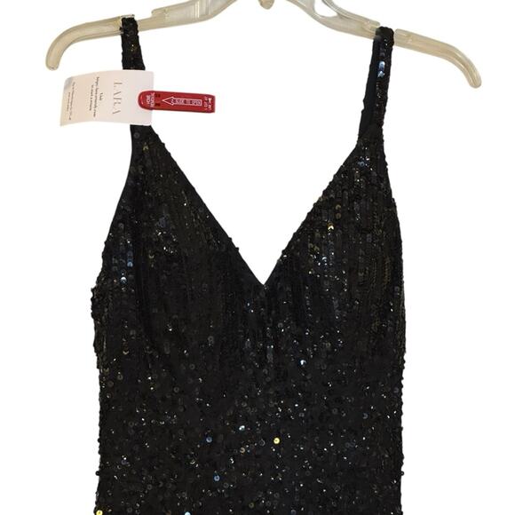 NWT LARA Black Sequin Midi Dress Style 29347 | Size 6 Cocktail Formal - Picture 6 of 13